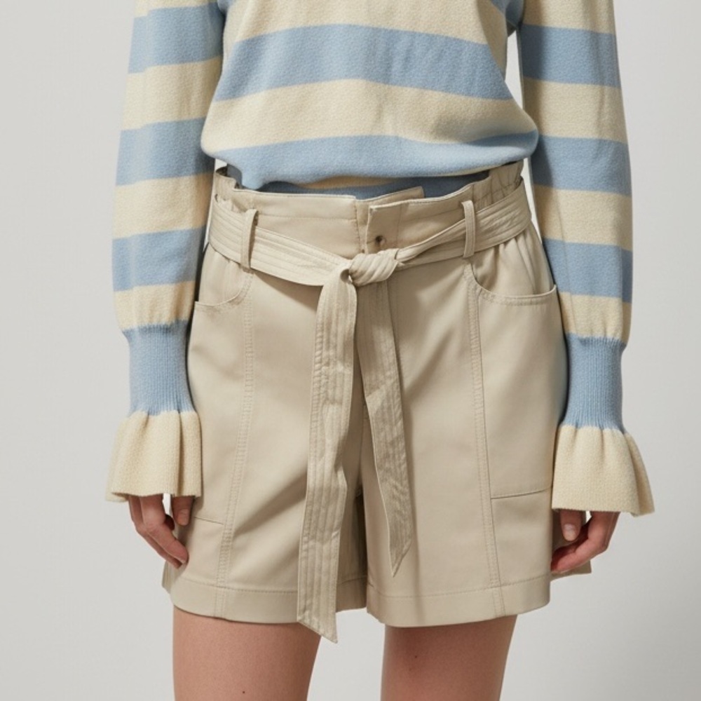 Current Air Faux leather Tan Belted Shorts size large juniors